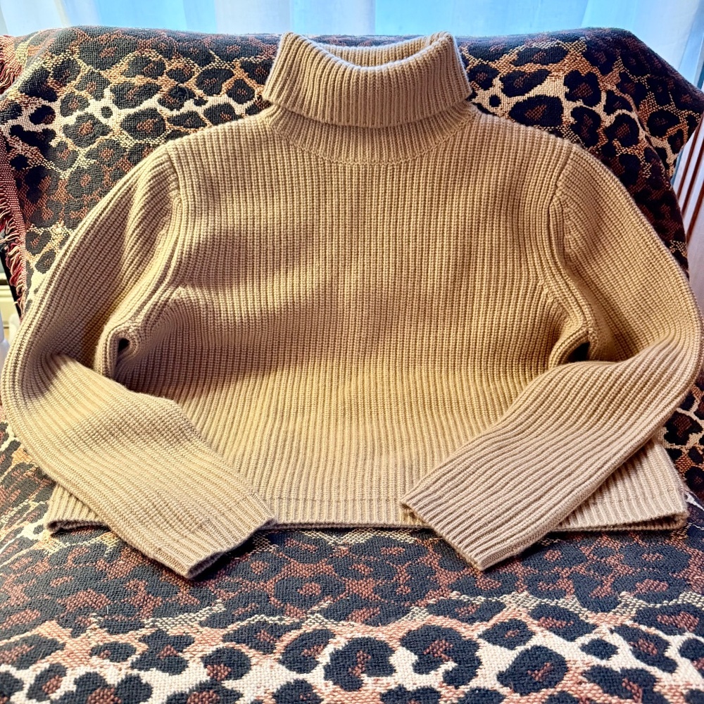 Jenni Kayne Fisherman Rib-Knit Cashmere/Wool Turtleneck